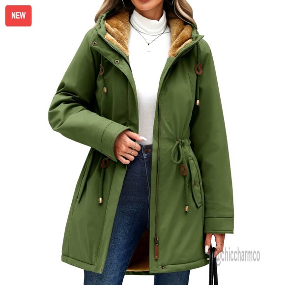 Jackets & Blazers - Waterproof Fleece Lined Hooded Parka Jacket Warm Winter Coat Puffer